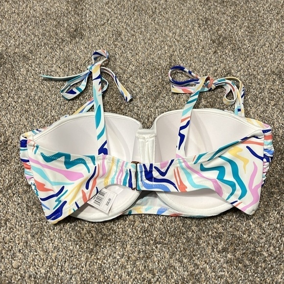 Shade & Shore 38D multi color watercolor bra size toe strap bandeau swim top - Picture 4 of 10